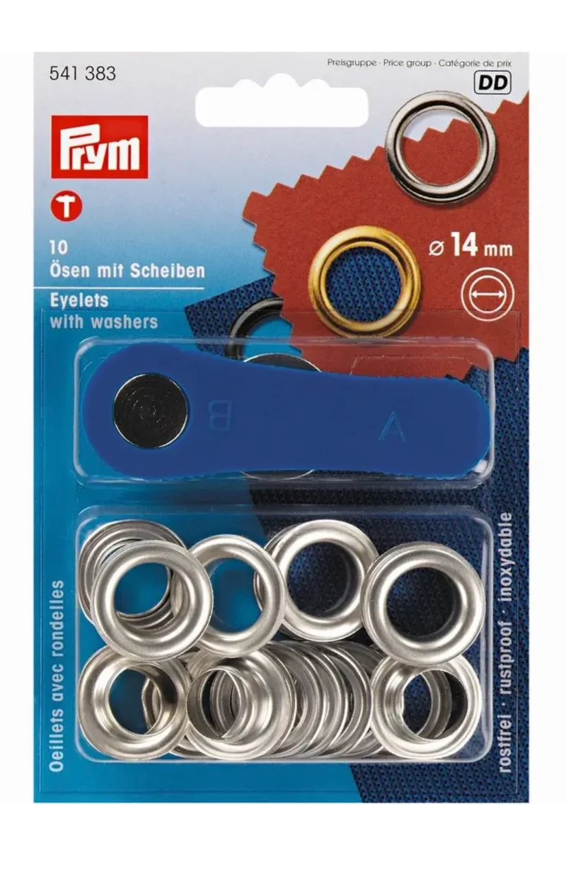 Oesen 14mm mit Werkzeug silber