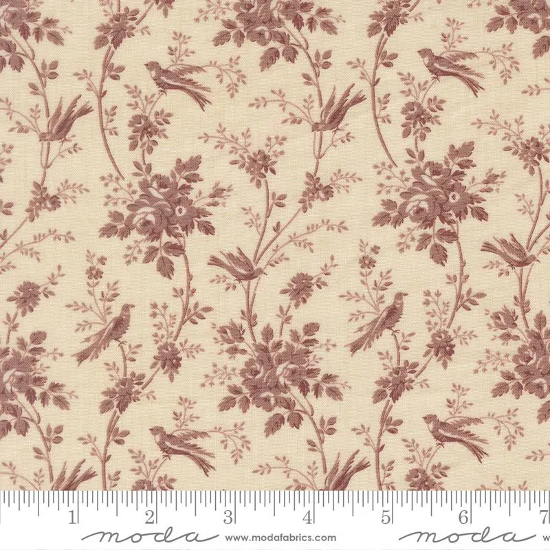 Moda, French General, Fleur De Paris, Tonal Flowers & Birds, Lavender/Pearl