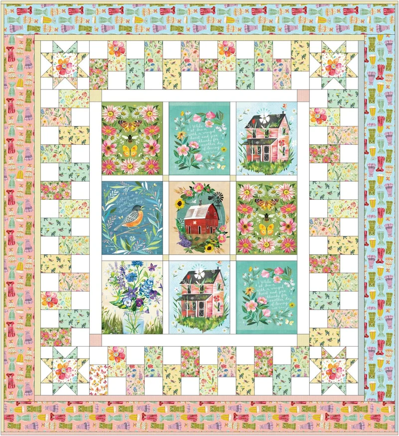 A Prairie Heart Quilt Kit - Panel images will vary per kit