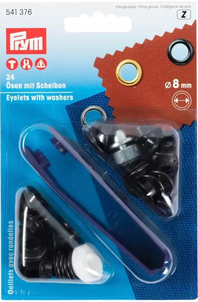 Prym Oesen mit Scheiben 8mm brüniert