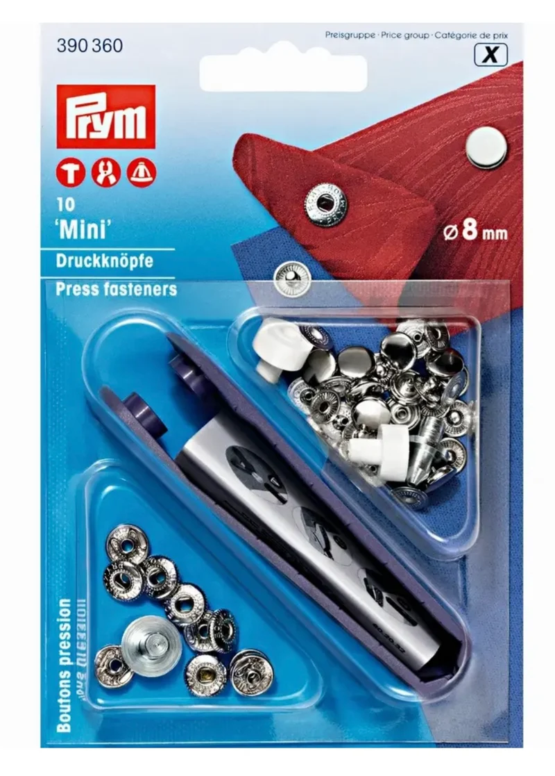 Prym Nähfrei Mini Druckknöpfe 8mm silber