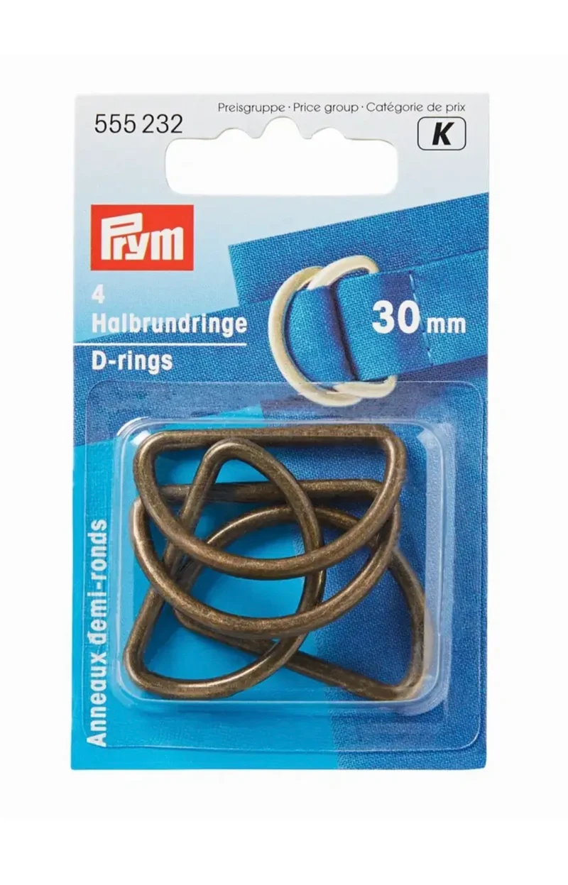 4 D-Ringe 30mm altmessing