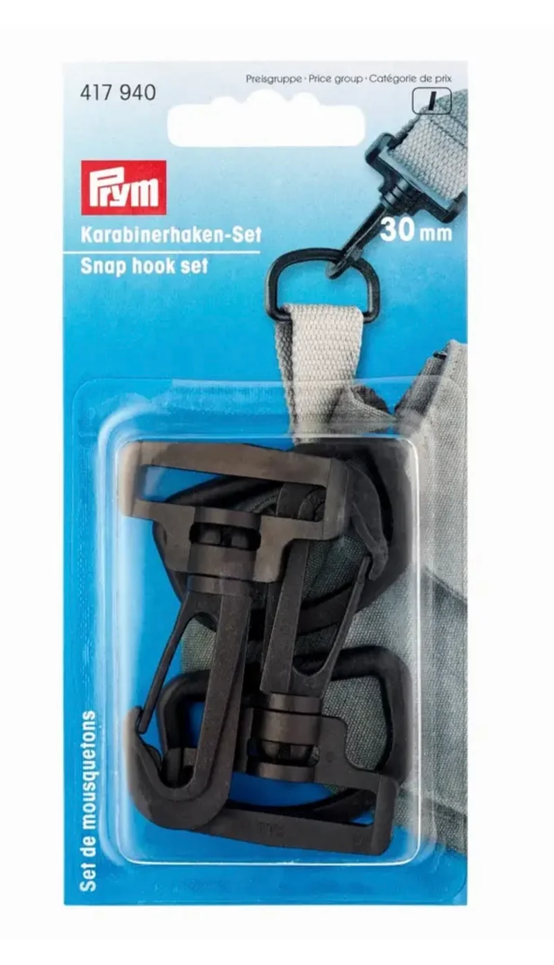 Prym Karabinerhaken-Set 2 Paar 30mm schwarz