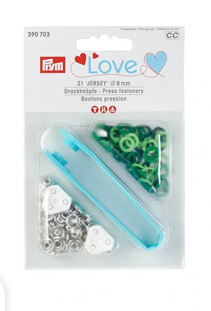 Prym Love Nähfrei Druckknöpfe Jersey 8mm grüntöne