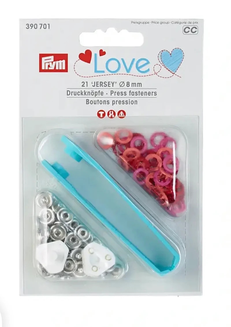 Prym Love Nähfrei Druckknöpfe für Jersey 8mm pink/rot/lachs