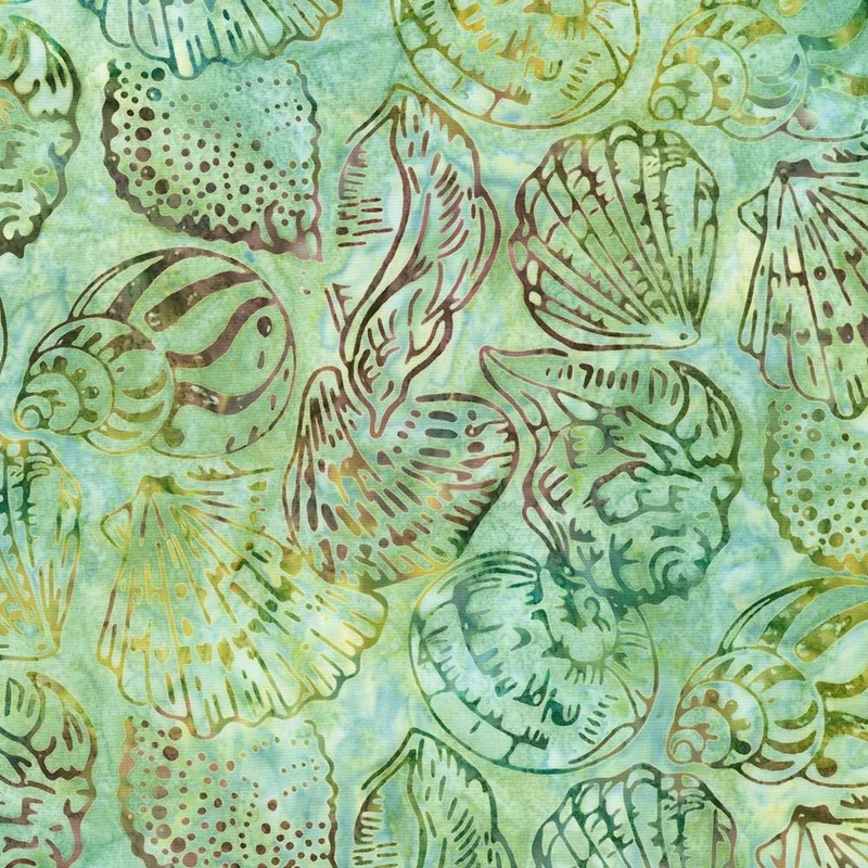 Robert Kaufman, Artisan Batiks, Coastal Shells, Island Green