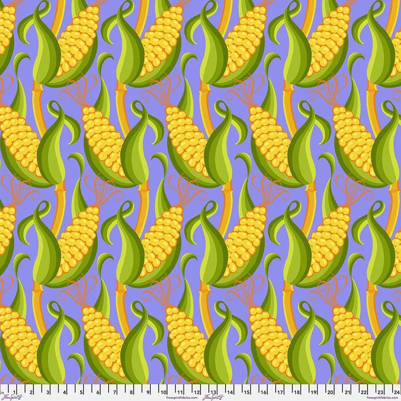 FreeSpirit, Vegetable Patch, Jane Sassaman, Corn - Blue