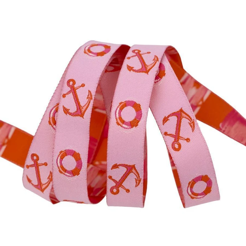 Tula Pink, Renaissance Ribbon, 5/8" (16mm) wide, Floaties & Sinkies, Coralline Pink