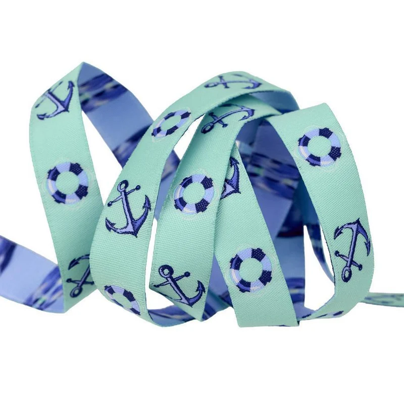 Tula Pink, Renaissance Ribbon, 3/8" (16mm) wide, Floaties & Sinkies, Marine Aqua