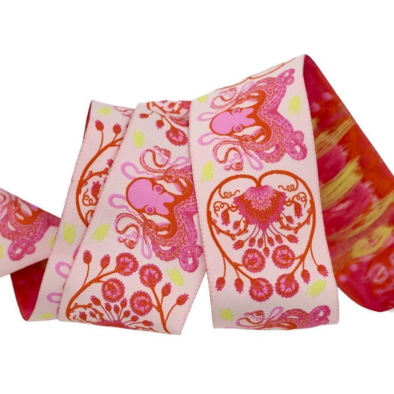 Tula Pink, Renaissance Ribbon, 1 7/8" (48mm) Wide, Octogarden, Corallaine