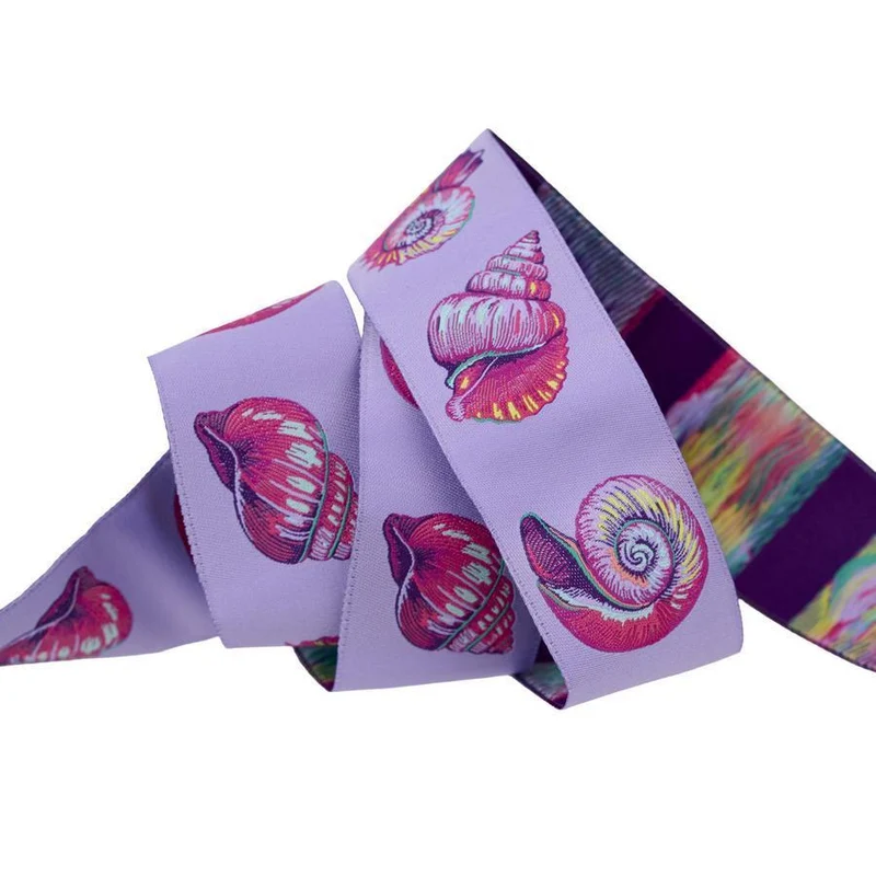 Tula Pink, Renaissance Ribbon, 1 1/2" (38mm) Wide. Lil Shelly, Marine