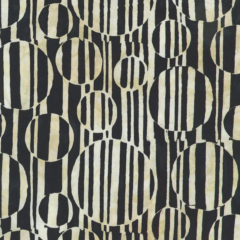 Robert Kaufman, Artisan Batiks, Concerto, Striped Circles, Black