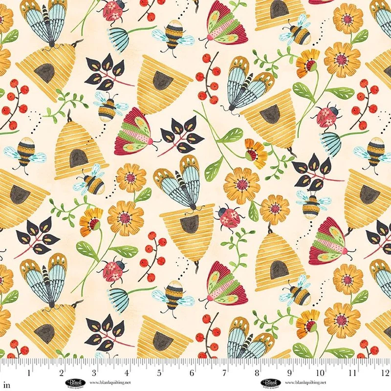 Blank Quilting, Color POP Studio, Natures Symphony, Beehives & FLowers, WHite