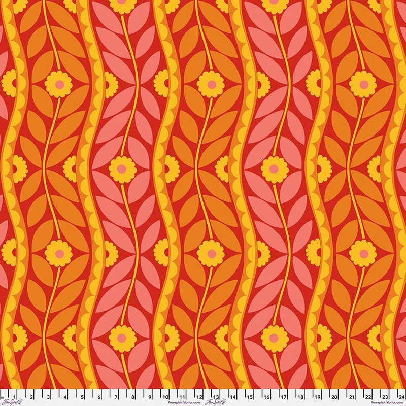 FreeSpirit, Vegetable Patch, Jane Sassaman, Brocade - Red