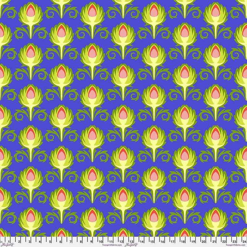 FreeSpirit, Vegetable Patch, Jane Sassaman, Artichoke - Blue