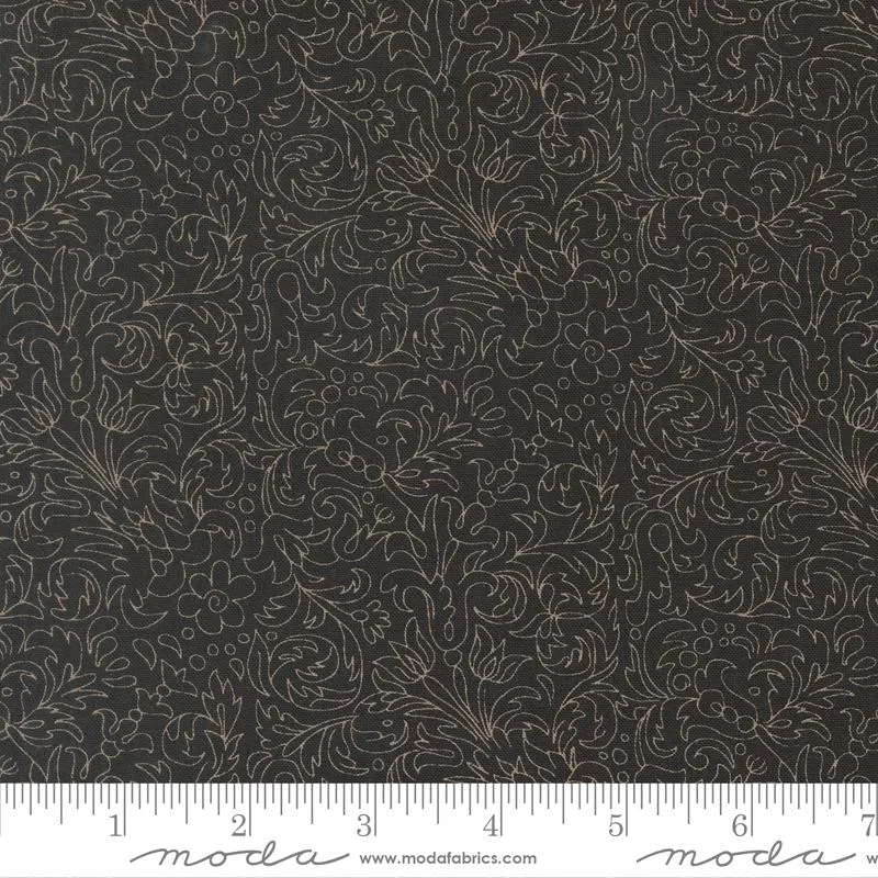 Moda, Basic Grey, Posh, Threadwork Blenders Scroll, Onyx Noir