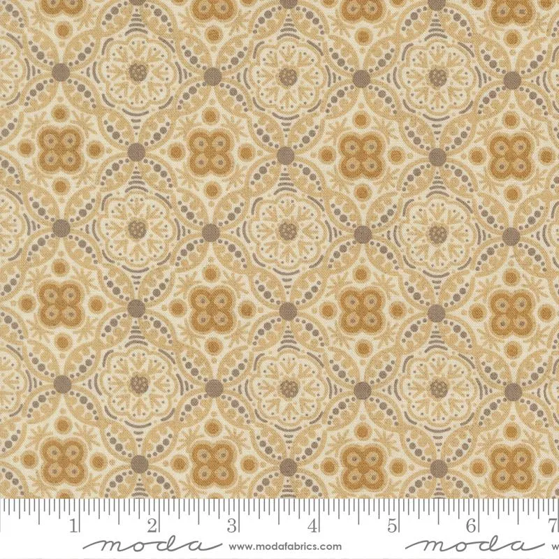 Moda, Basic Grey, Posh, Filigree Damask Medallion, Ivory Whisper