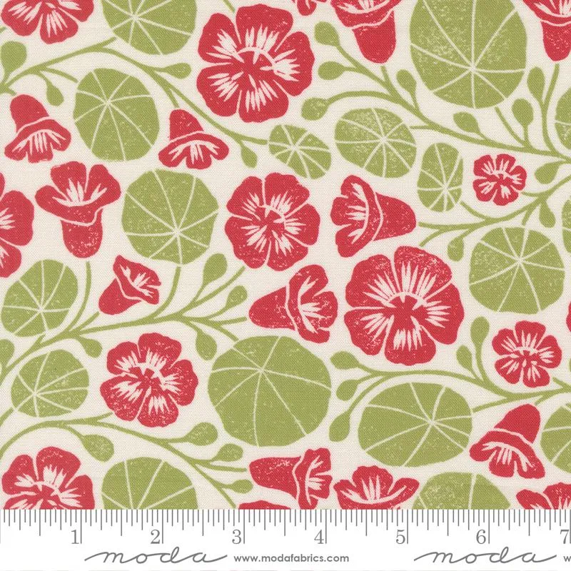 Moda, Garden Series, Nasturium Large Floral, Cream