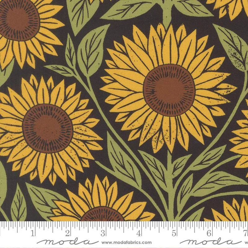 Moda, Garden Series, Sunflower Large Floral, Black
