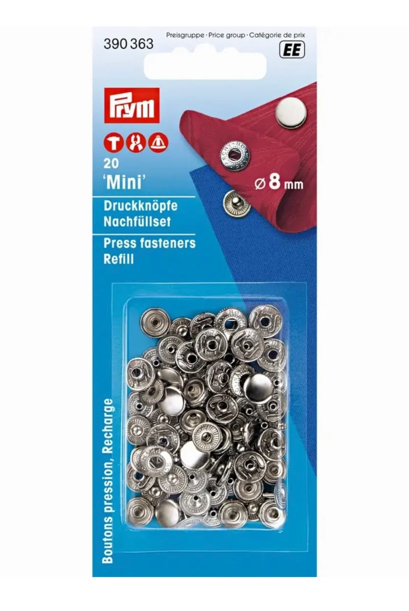 Prym Mini Druckknöpfe Nachfüllset silber 8mm