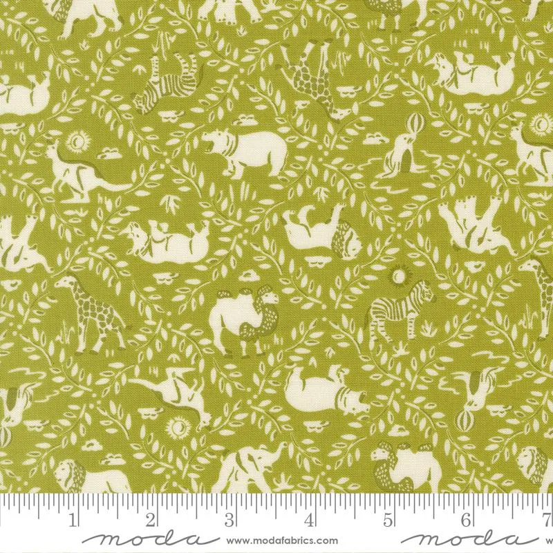 Moda, Stacey Iest Hsu, Animal Vines Grid, Iguana Green