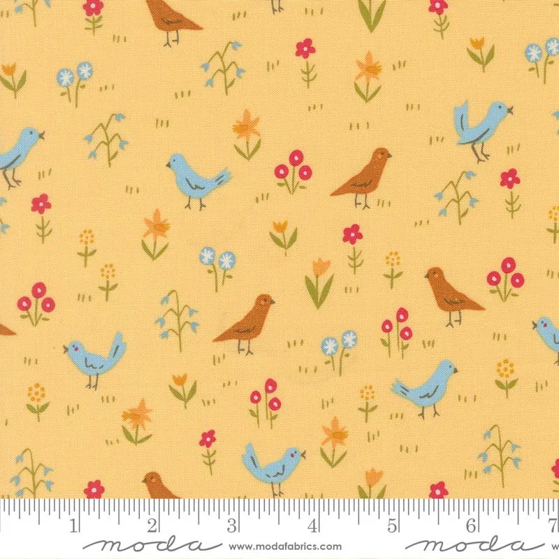 Moda, Stacey Iest Hsu, Animal Park Fun, Small Birds & Flowers, Banana Yellow