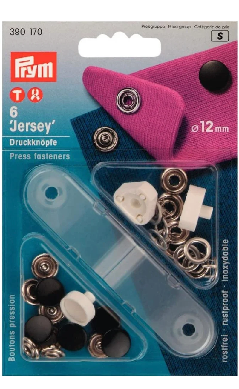 Prym Nähfrei Druckknöpfe für Jersey 12mm schwarz