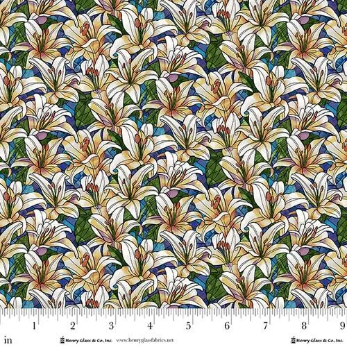 Henry Glass, Faith In Full Color, Packed Lillies, Turquoise