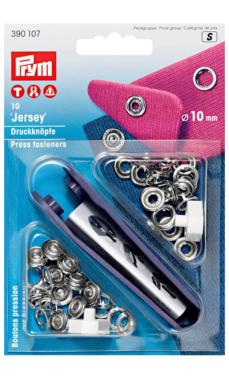Nähfrei Jersey Druckknöpfe 10 mm silber