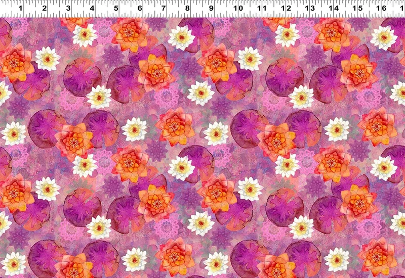 Clothworks, Lily Pond, Mixed Lilies, Raspberry
