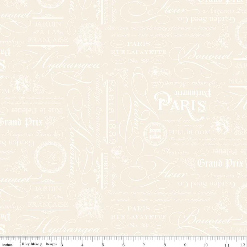 Riley Blake, Elegant Essentials, Text Pearl, Cream
