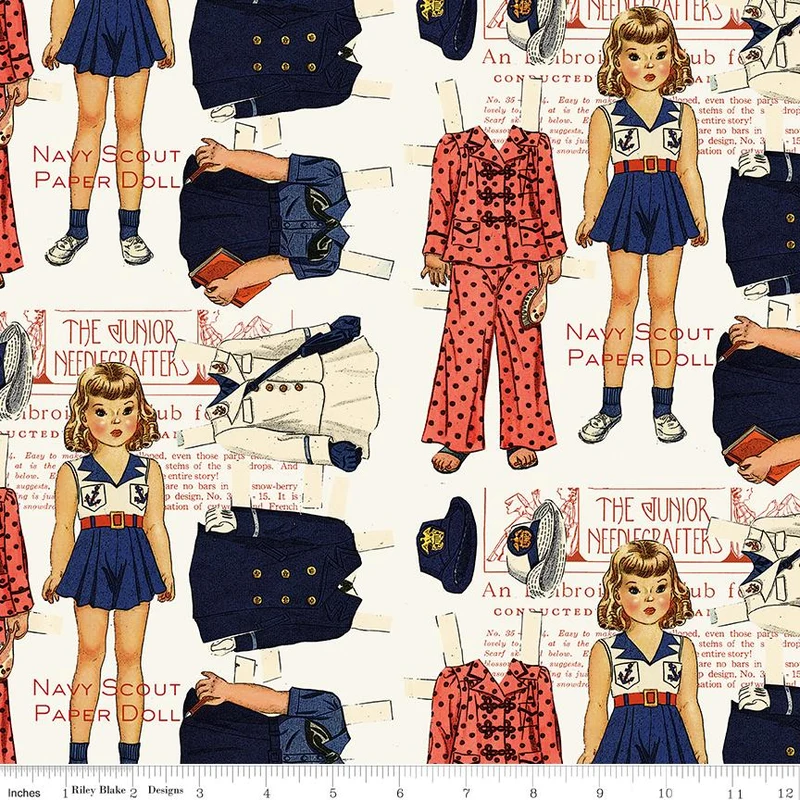 Riley Blake, Sew America, Navy Scout Paper Doll, Blue
