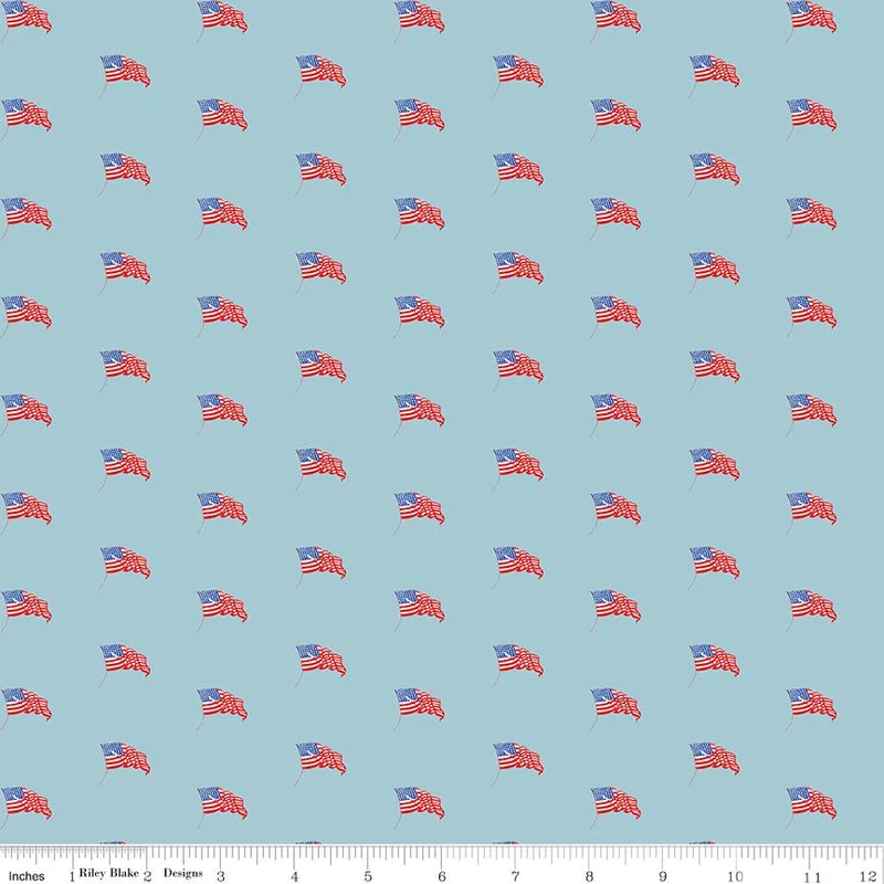 Riley Blake, Sew America, USA Flags, Blue