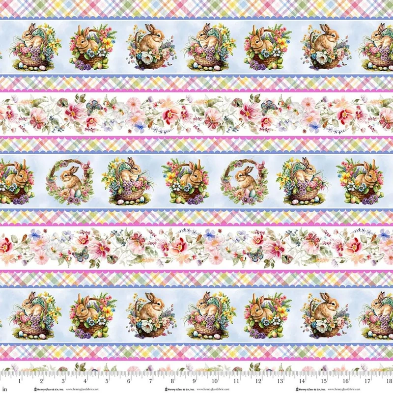 Henry Glass, Basket Full of Blessings, Border Stripe, Multi