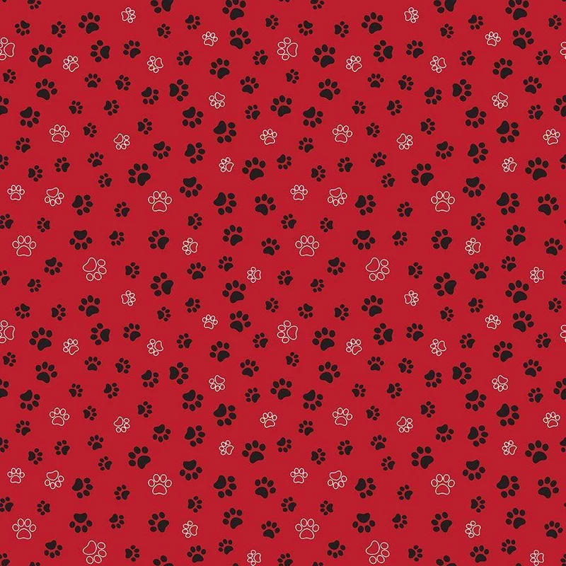 Timeless Treasures, Cat Paws, Red