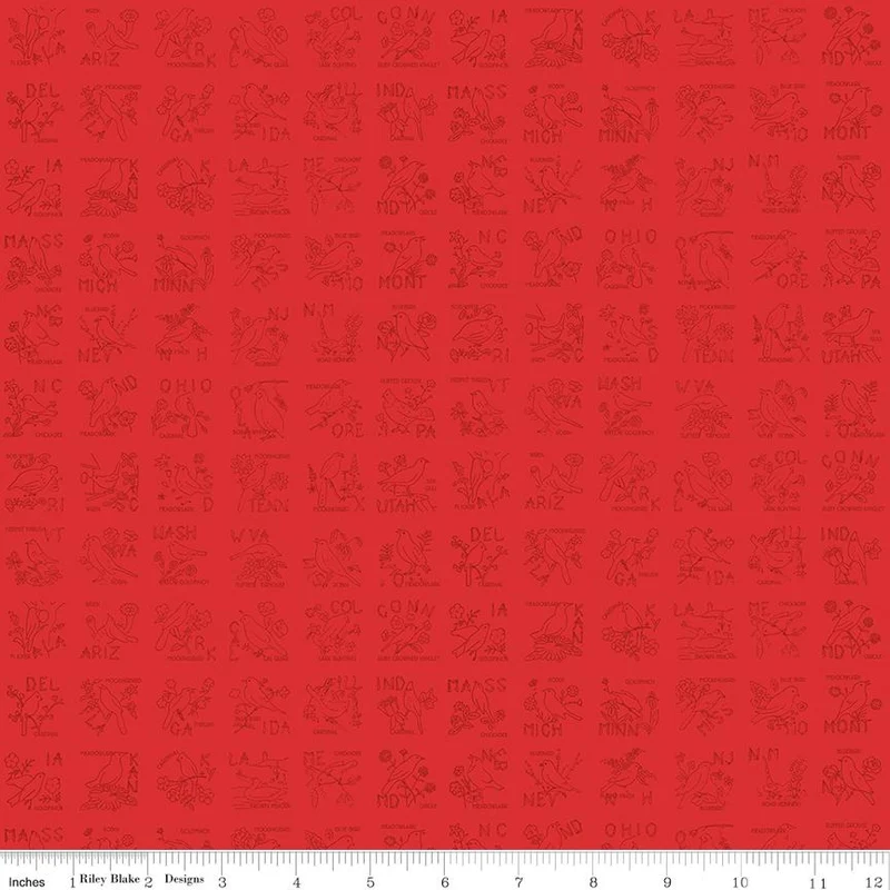 Riley Blake, Sew America, State Birds, Red