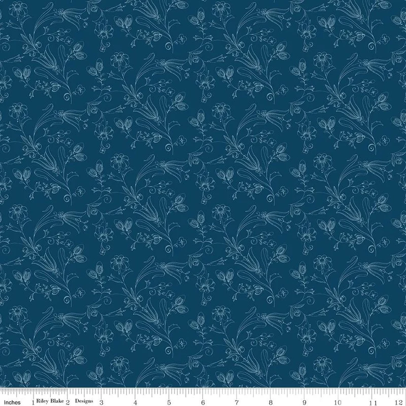 Riley Blake, Sew America, Flower Vines, Blue