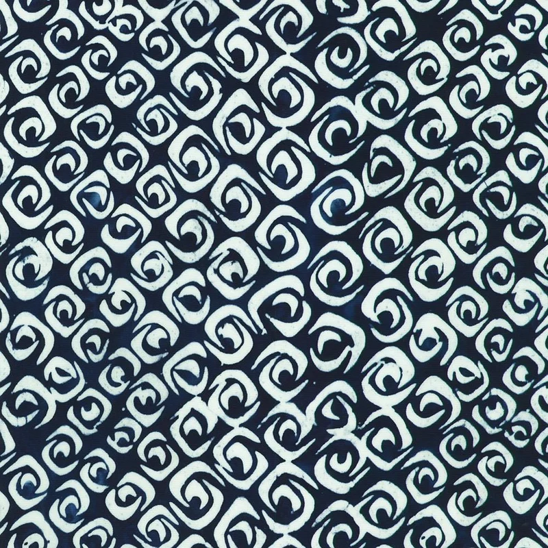 Robert Kaufman, Kasuri Batiks, Geometric, White on Blue
