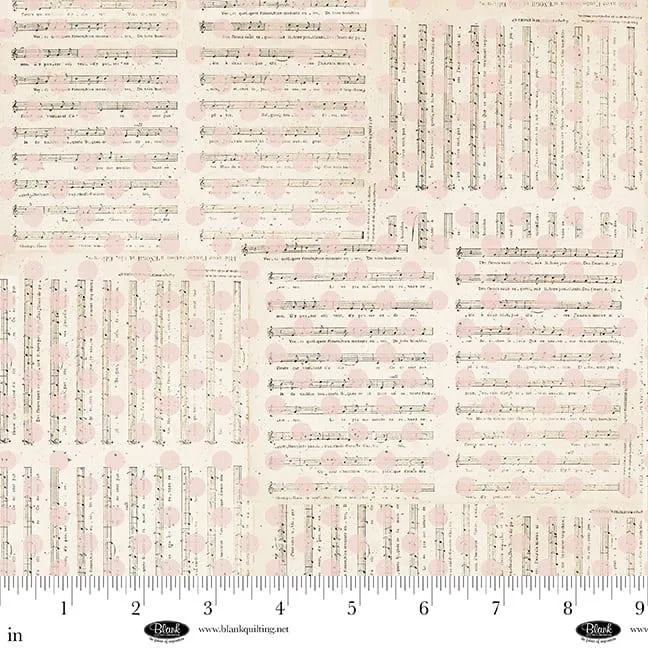 Blank Quilting, Parisian Snippets,Text , Ecru
