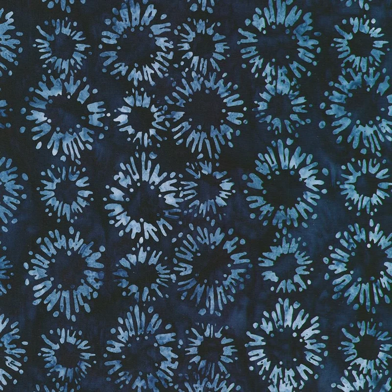 Robert Kaufman, Kasuri Batiks, Small Flowers, Dark Indigo
