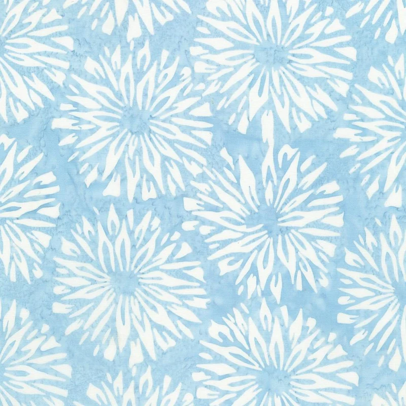 Robert Kaufman, Kasuri Batiks, Chrysanthemums, Light Blue
