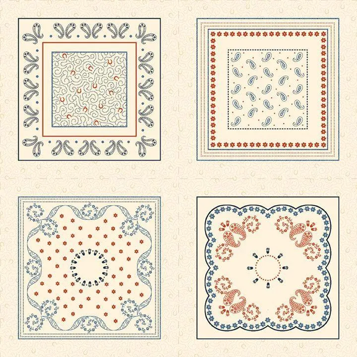 Marcus Fabrics, Bandana Bliss, Patchwork Panel, 10"/2 squares wide per panel