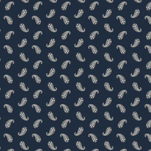Marcus Fabrics, Bandana Bliss, Paisley, Navy