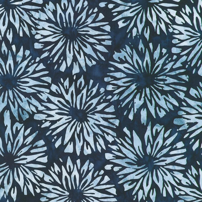 Robert Kaufman, Kasuri Batiks, Chrysanthemums, Blue