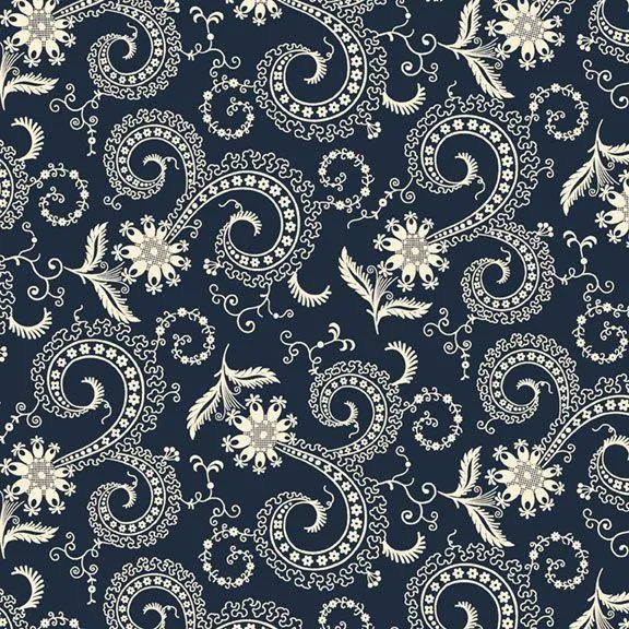 Marcus Fabrics, Bandana Bliss, Swirls, Navy