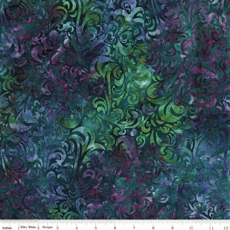 Rley Blake Elementals Batiks, Twirl & Swirl, Peacock