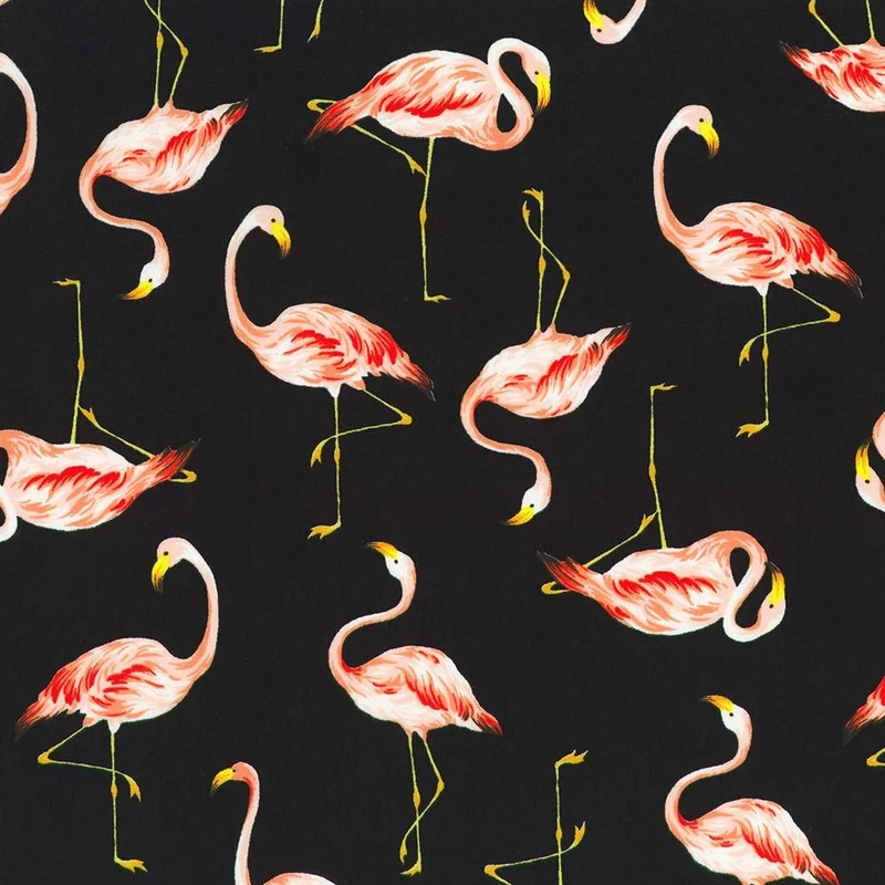 Robert Kaufman, Island Paradise, Flamingoes on Black
