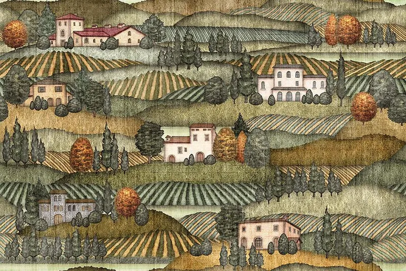 QT Fabrics, Cork & Barrel, Scenic, Olive