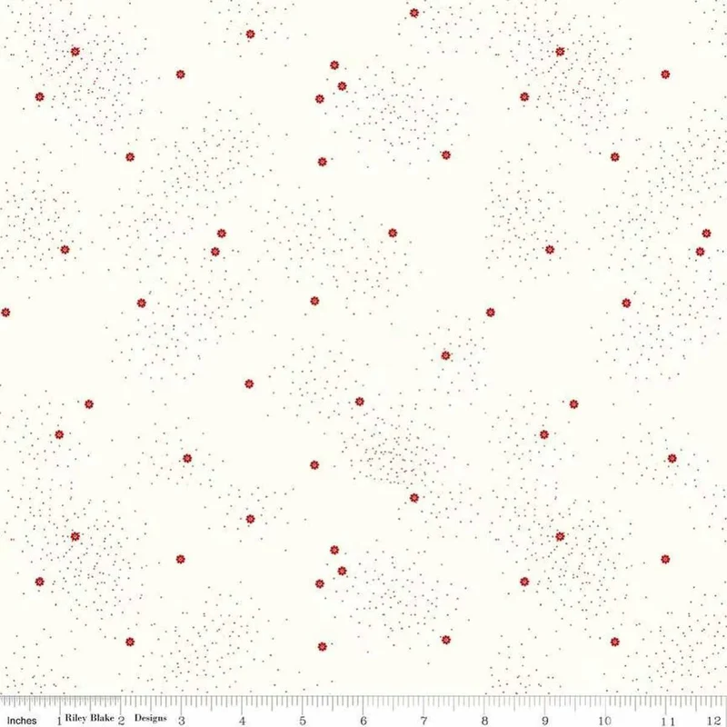 Riley Blake, Mistletoe & Holly, Dainty Daisy on Cloud/Barn Red