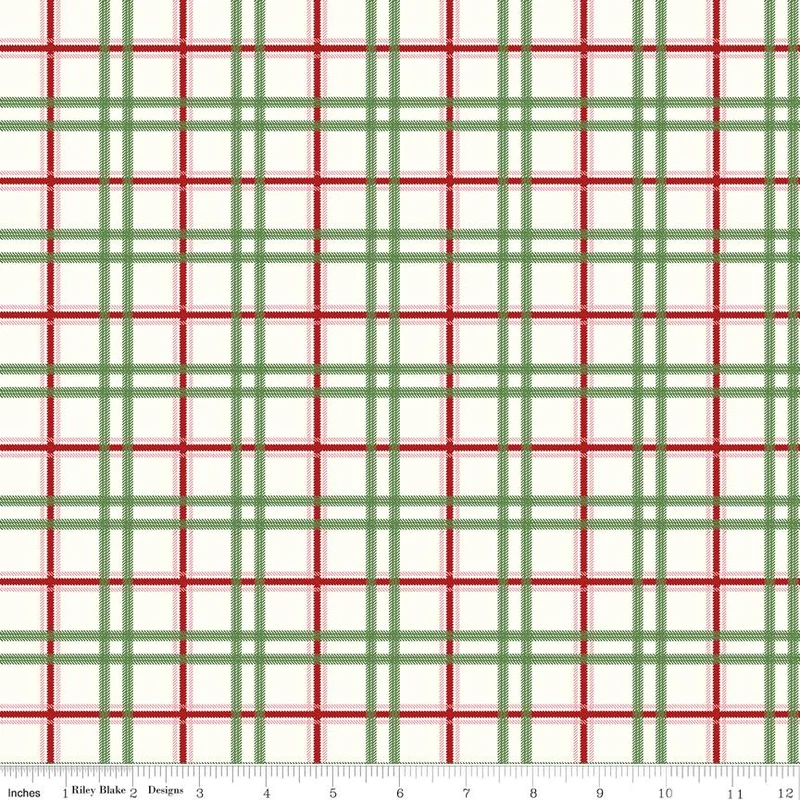 Riley Blake, Mistletoe & Holly, Plaid, Cloud